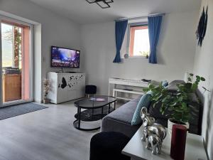 Televiisor ja/või meelelahutuskeskus majutusasutuses Logement Premium à Salins