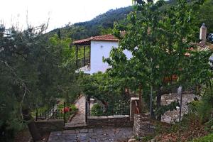 una casa en una colina con una valla en Katoikia me ta Pitharia, en Prinos