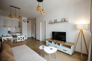 a living room with a couch and a flat screen tv at Apartman Anika Banja Koviljača in Banja Koviljača +20 photos