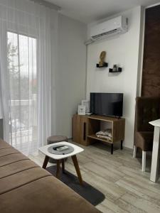 Una televisión o centro de entretenimiento en Sunflower Apartmani