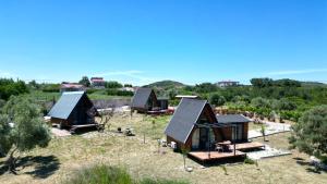 a group of cottages in a field with trees at Nefesurla Bungalov 5 in Urla +8 photos