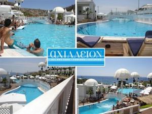 a collage of photos of a swimming pool at Relax romance with sea view No2 ! in Vari
