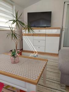 a living room with a tv and a coffee table at Star in Mali Lošinj