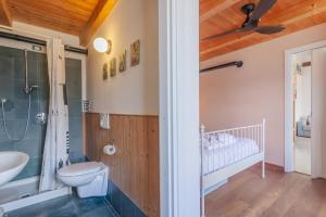 a bathroom with a toilet and a shower and a sink at Beautiful Dream in Perledo +49 photos