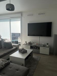 TV a/nebo společenská místnost v ubytování Chambre privative Logement partagé