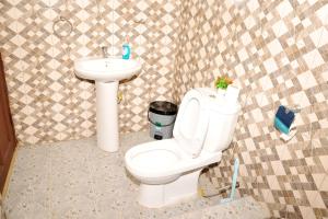 a bathroom with a toilet and a sink at Luxury Apartments in Kumasi +11 photos