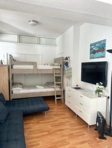 TV a/nebo společenská místnost v ubytování Garden Beach Cottage