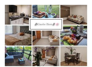 安加罗阿Cabañas Teave的客厅和厨房的照片拼合在一起