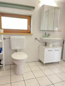 Ein Badezimmer in der Unterkunft Ferienhäuser am Vogelpark - Boddenhaus 60