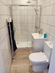 Bilik mandi di Self Check-in Micro Studio for max 2 guests in Central location RG4 with your own Kitchenette Bathroom Parking and Shared Garden