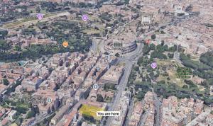 a map of a city with buildings and roads at Suite with Private Courtyard - Colosseum & Forum in Rome