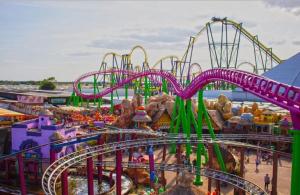a roller coaster at an amusement park at The chase ingoldmells in Addlethorpe