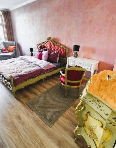 Postel nebo postele na pokoji v ubytování Privatzimmer in 4 Zimmer EG Wohnung in Altchemnitz
