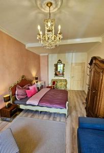 Postel nebo postele na pokoji v ubytování Privatzimmer in 4 Zimmer EG Wohnung in Altchemnitz