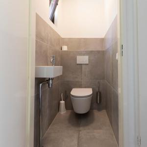 a small bathroom with a toilet and a sink at Lake-nature Villa 3 Bedrooms, Sleeps 7 in Ewijk