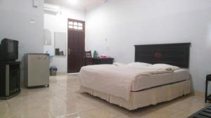 a bedroom with a large bed and a television at Avicenna Hotel in Palangkaraya +81 photos