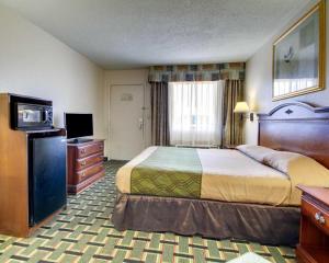 a hotel room with a large bed and a television at Econo Lodge Meridian South in Meridian +86 photos