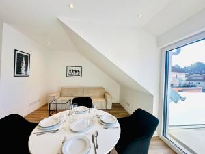 Posezení v ubytování Bonnystay Lörrach l Balcony l Center l Design