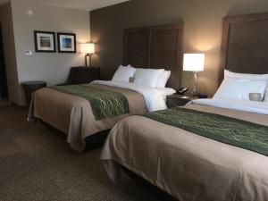 Una habitación de hotel con dos camas y dos lámparas. en Comfort Inn & Suites Snyder, en Snyder 26 fotos más