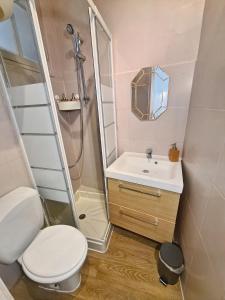 Koupelna v ubytování Le Farceur, Cosy duplex dans le centre historique