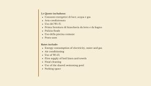 a page of a document with a list of functions at Luxury apartment Elicriso sea view with common swimming pool just 100 mt from the beach in Golfo Aranci
