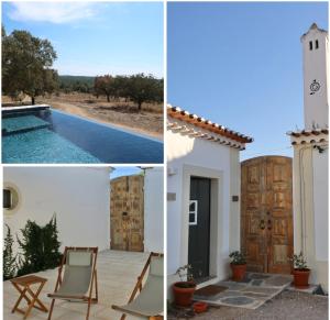 a collage of photos with a lighthouse and a house at Monte de Bordalos in Monte de Bordalos