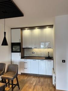 Kuchyň nebo kuchyňský kout v ubytování Apartman 53