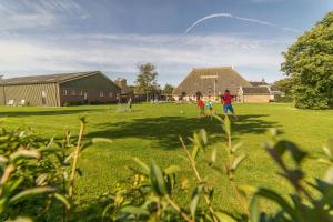 a group of people playing frisbee in a field at Duintentje in Schiermonnikoog