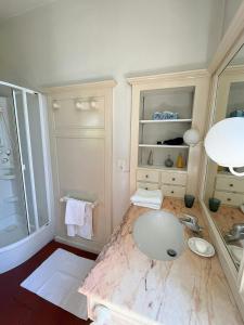 a bathroom with a sink and a toilet at Historic Manor With Pool In Quercy in Caussade