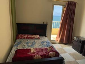 a bedroom with a bed and a view of the ocean at Family holiday home beach view in Alexandria