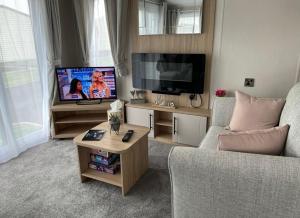 a living room with a couch and a tv at Willerby lamberhurst in Westgate-on-Sea