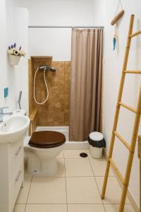 e bagno con servizi igienici, lavandino e doccia. di Casa Girassol a Santiago do Cacém Altre 18 foto