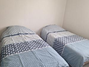 two beds sitting next to each other in a room at La petite Varenne 28 in La Chapelle-du-Noyer