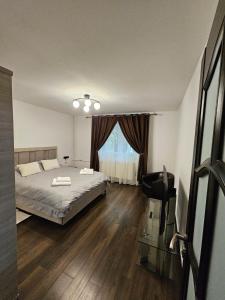 スチャヴァにあるMire Studio 2のベッドと窓のある寝室