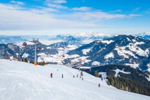 ニーデラウにあるLoge zur Wilden Auの雪山を下る人々