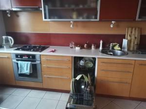 una cucina con lavastoviglie nel centro della cucina di Apartament na wakacje w Gdyni a Gdynia Altre 3 foto