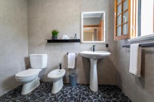 une salle de bain avec toilettes et lavabo dans l'établissement The Chestnut Garden - Farm House, à Fenais da Luz