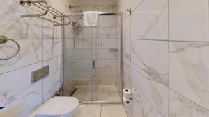 a bathroom with a shower and a toilet at Florya Novi Hotel in Istanbul +72 photos