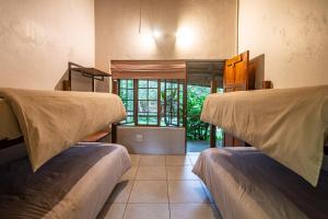 two bunk beds in a room with a window at Ons Plek Accommodation in Hazyview +9 photos
