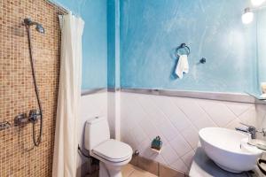 a bathroom with a toilet and a sink and a shower at Villa Erato Nikitas by Villa Plus in Agios Nikitas +12 photos