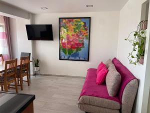 a living room with a couch and a painting on the wall at IGiDELUX in Era de Soler