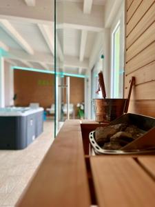 a counter with a tray of food on a table at Villa Aniana - Hotel, Relax, Spa in Massignano