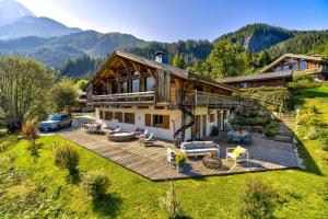 an aerial view of a house with a deck at Chalet Norel in Les Houches