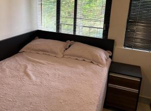 een bed met twee kussens erop in een slaapkamer bij Lago sul - Daher in Brasilia