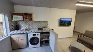 a kitchen with a washing machine in a room at Nice Appartement T2 in Saint-Laurent du Maroni