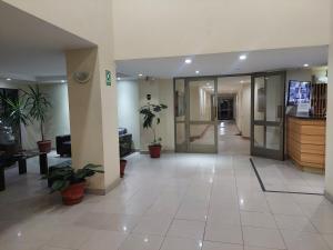 Un vestíbulo vacío con plantas en macetas en un edificio. en Amplio Departamento en Centro de Concepción con estacionamiento 2D-2B, en Concepción 24 fotos más