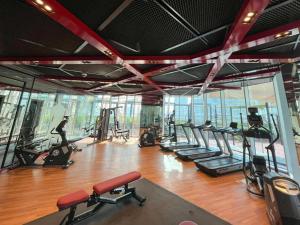 Fitness centrum a/nebo fitness zařízení v ubytování Relaxing and Gorgeous Studio in Miraclz by Danube