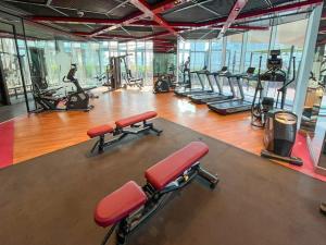 Fitness centrum a/nebo fitness zařízení v ubytování Relaxing and Gorgeous Studio in Miraclz by Danube