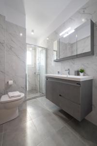 a bathroom with a toilet and a sink and a shower at Pantheon Suites Moralis in Nafplio