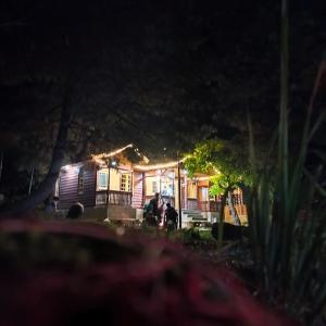a house lit up at night with people in front at Grand View Resorts Chatpal in Anantnāg